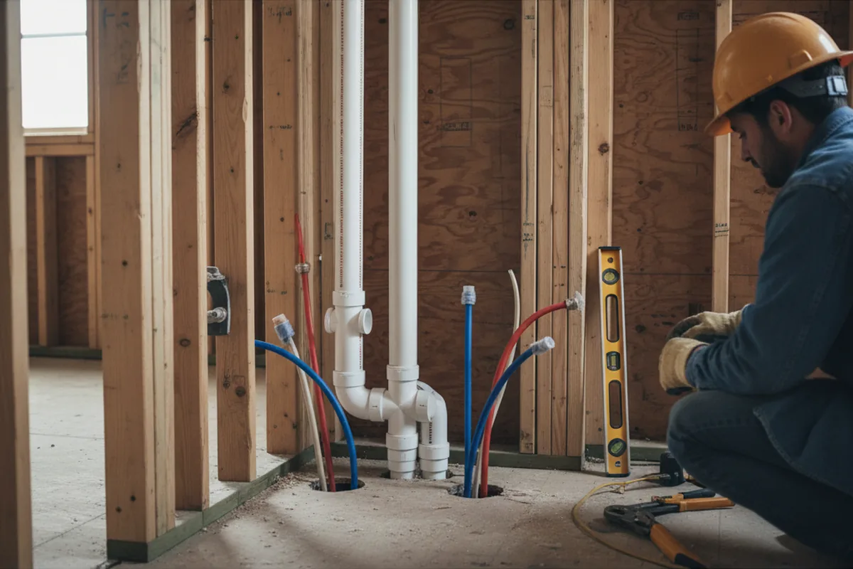Drain and supply rough-in during Leak Detection in Whitehall